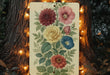 a painting of flowers on a tree with a string of lights