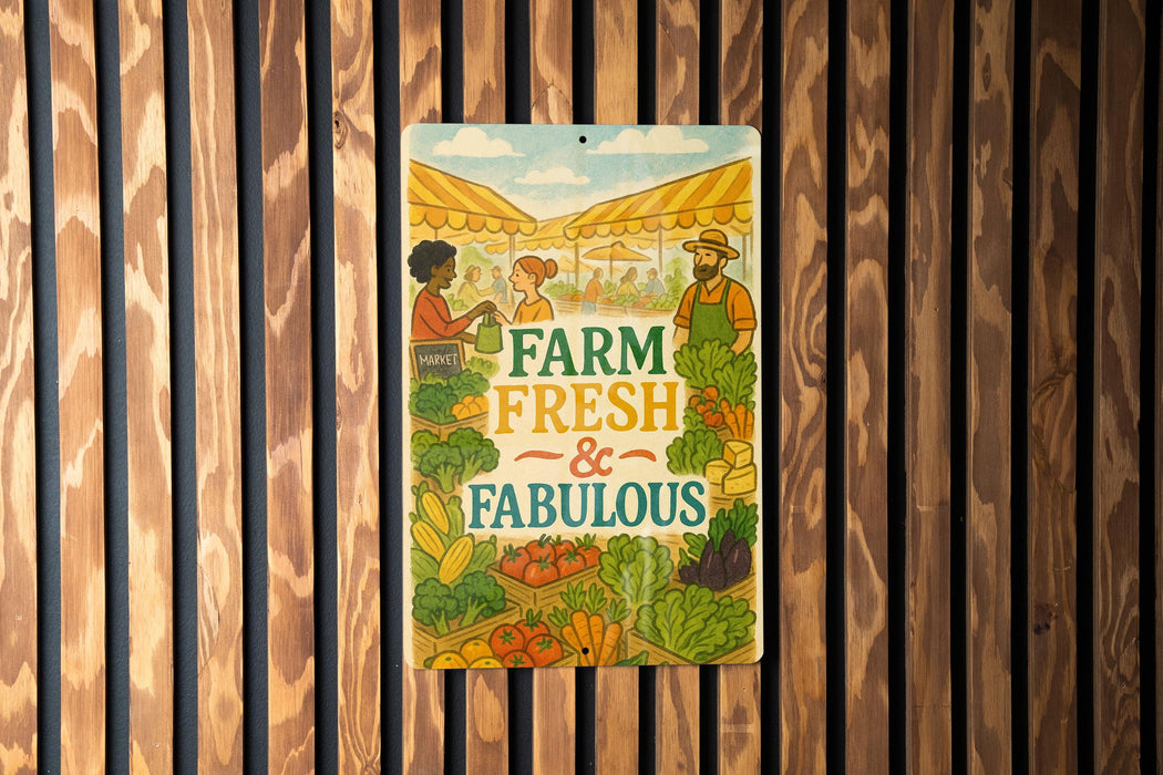a farm fresh and fabulous book hanging on a wooden wall