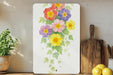 a painting of colorful flowers on a white background