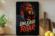 a picture of a lion with the words unleash the roar