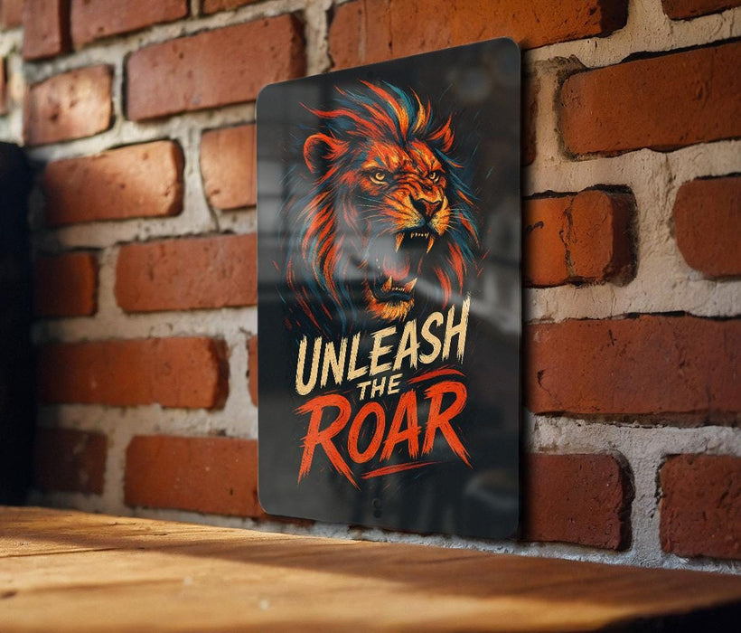 a picture of a lion on a brick wall