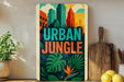 a picture of a poster of a city with the words urban jungle