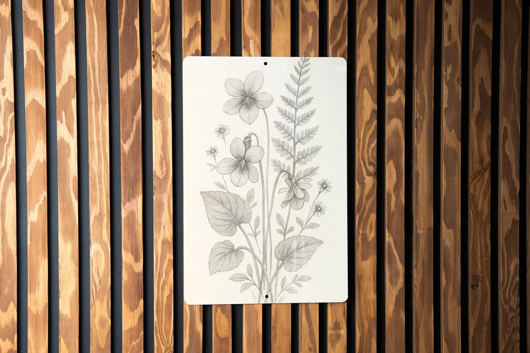 a picture of flowers on a wooden wall