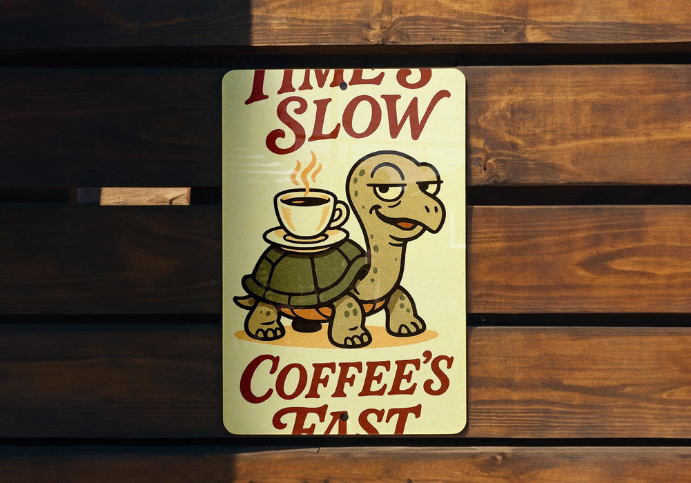 a sign that says time to slow coffee's fast