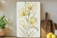 a painting of yellow flowers on a white background
