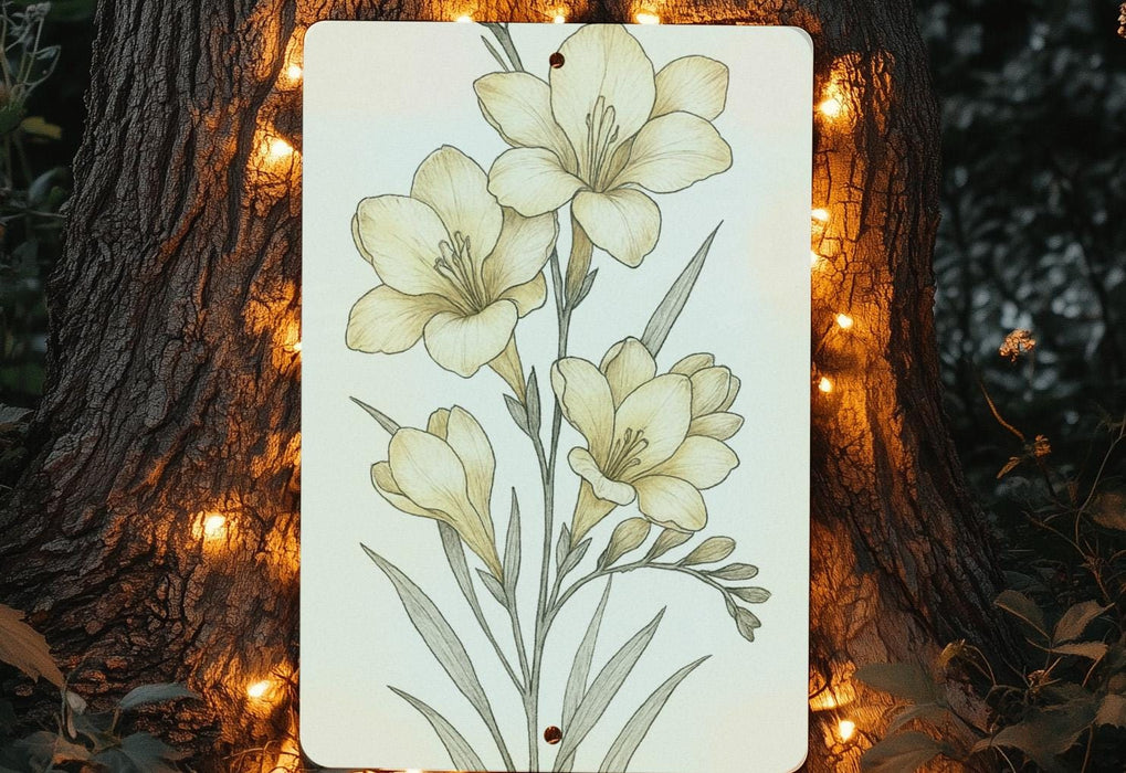 a painting of yellow flowers on a white board