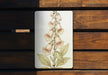 a picture of a flower on a wooden bench