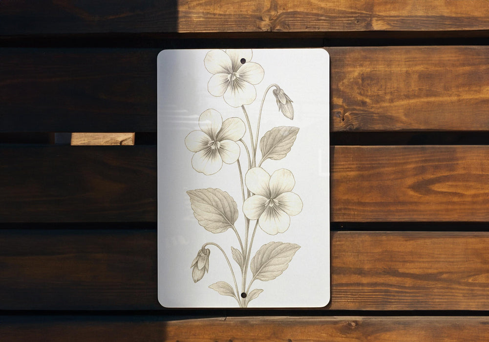 a picture of a flower on a wooden bench