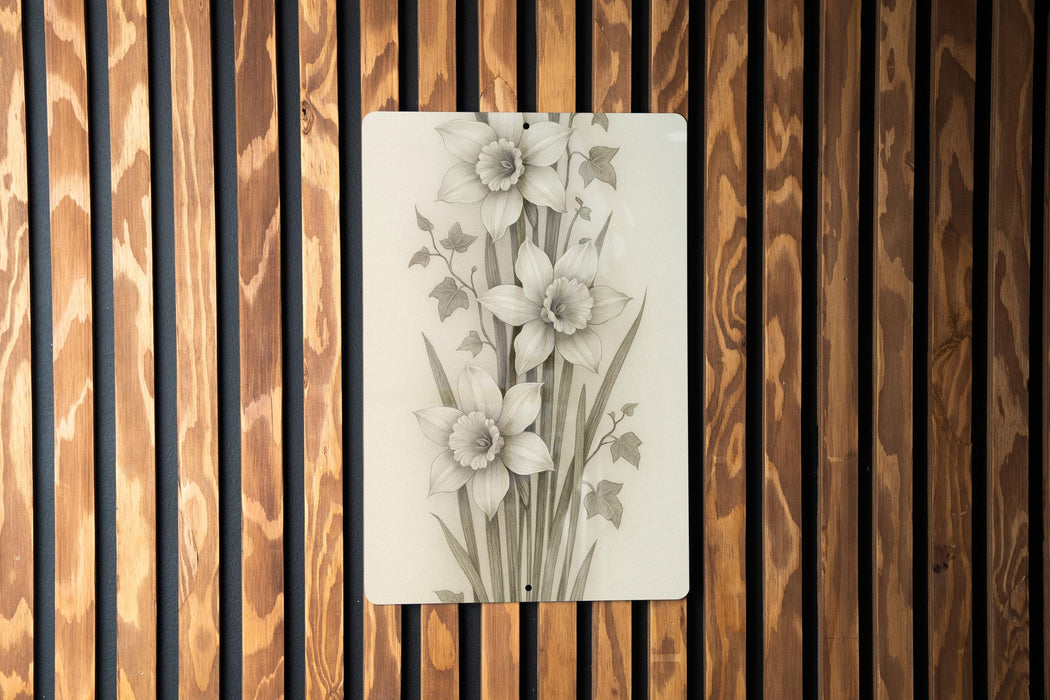a picture of some flowers on a wooden wall