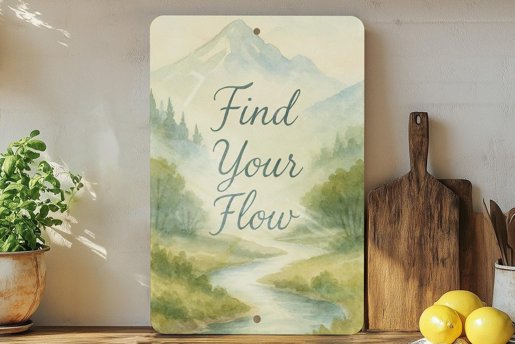 a sign that says find your flow next to some lemons