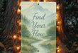 a sign that says find your flow on a tree