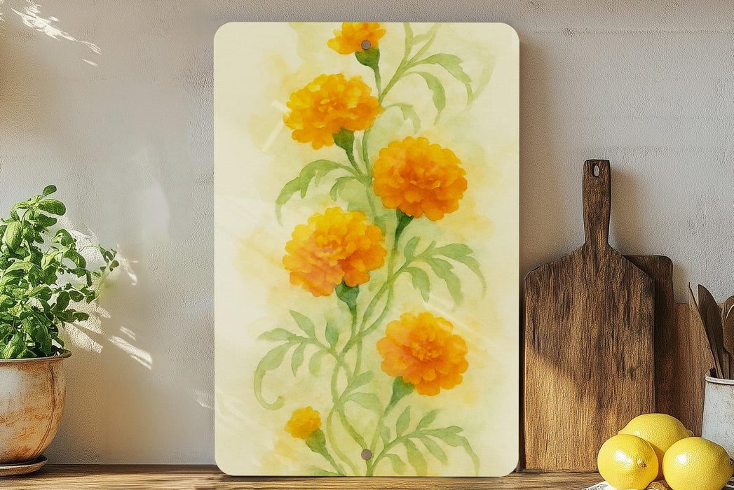 a painting of yellow flowers on a white background