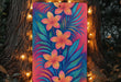 a painting of flowers on a colorful background