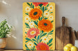 a painting of flowers on a yellow background