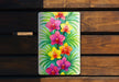 a painting of flowers on a wooden bench