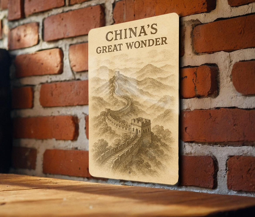 a sign on a brick wall that says china's great wonder