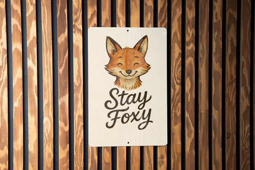a sign that says stay foxy on a wooden wall