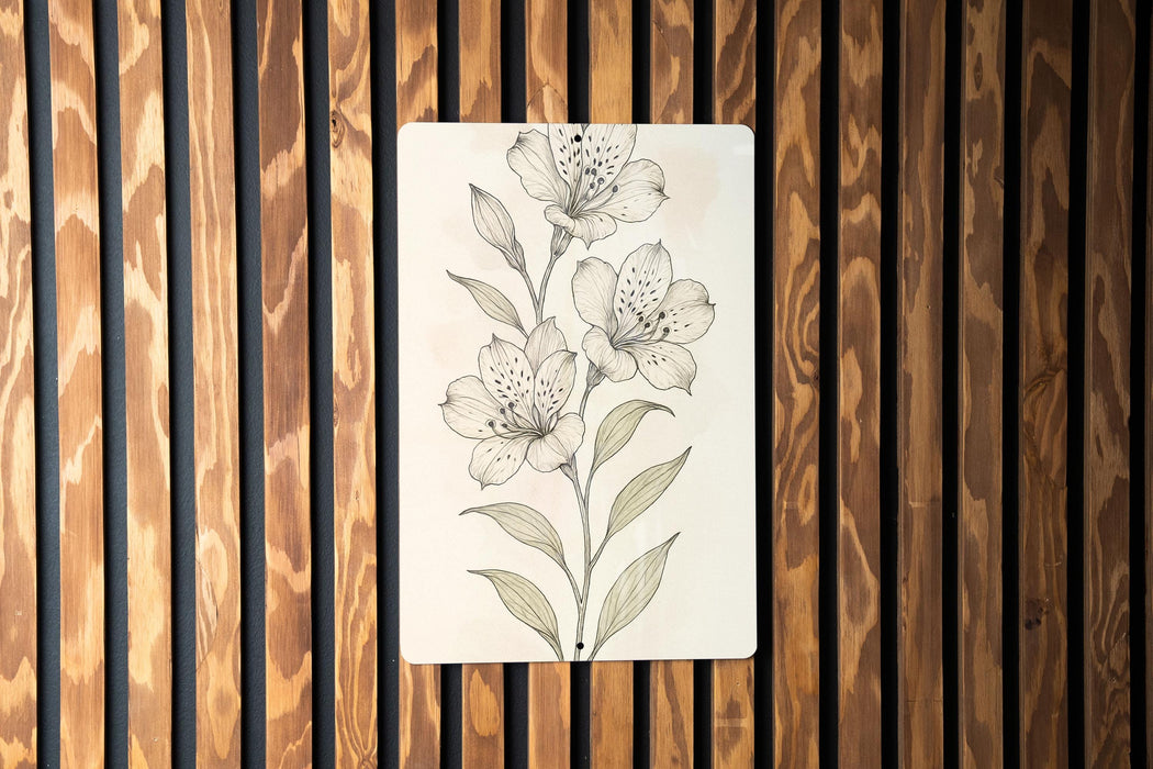 a drawing of a flower on a wooden wall