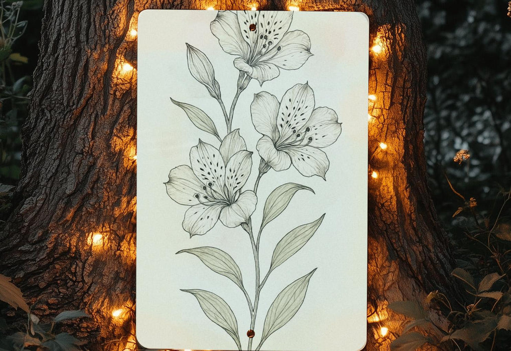 a drawing of a flower on a piece of paper