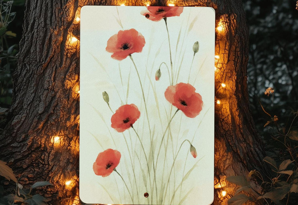 a painting of red flowers on a white background