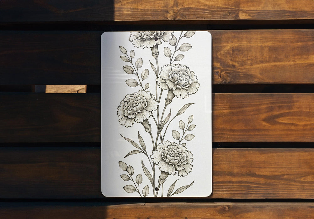 a picture of some flowers on a wooden bench