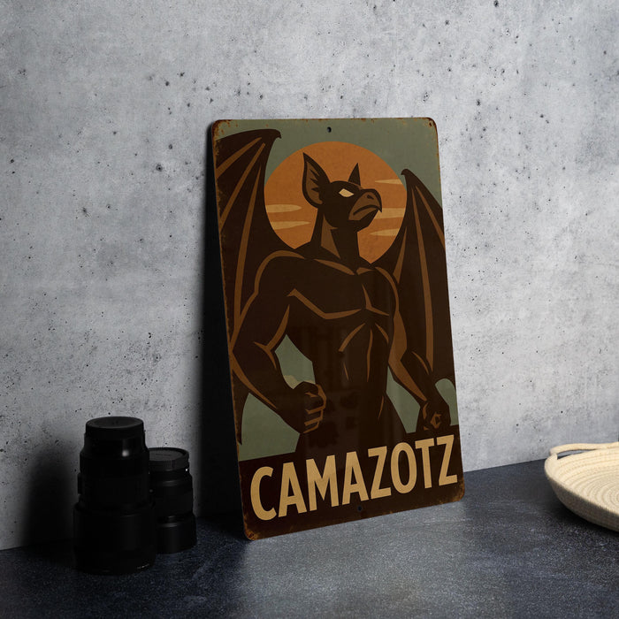 a painting of a demon with the words camazotz on it
