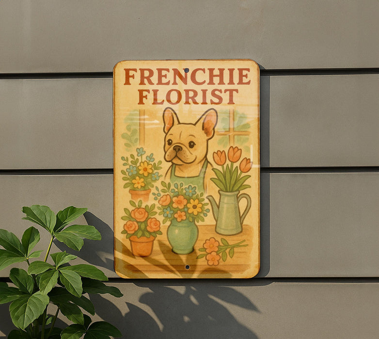 a picture of a frenchie florist on a wall