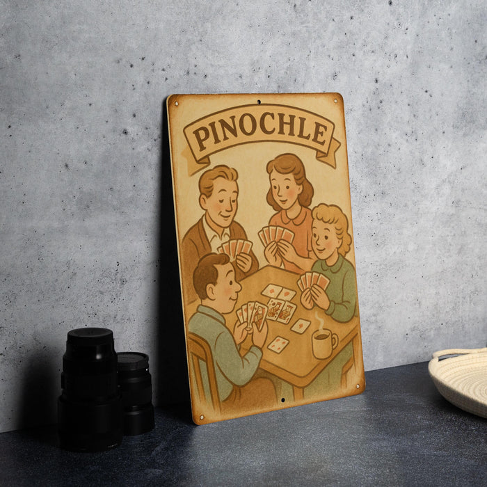 a picture of a family playing a game of pinocle