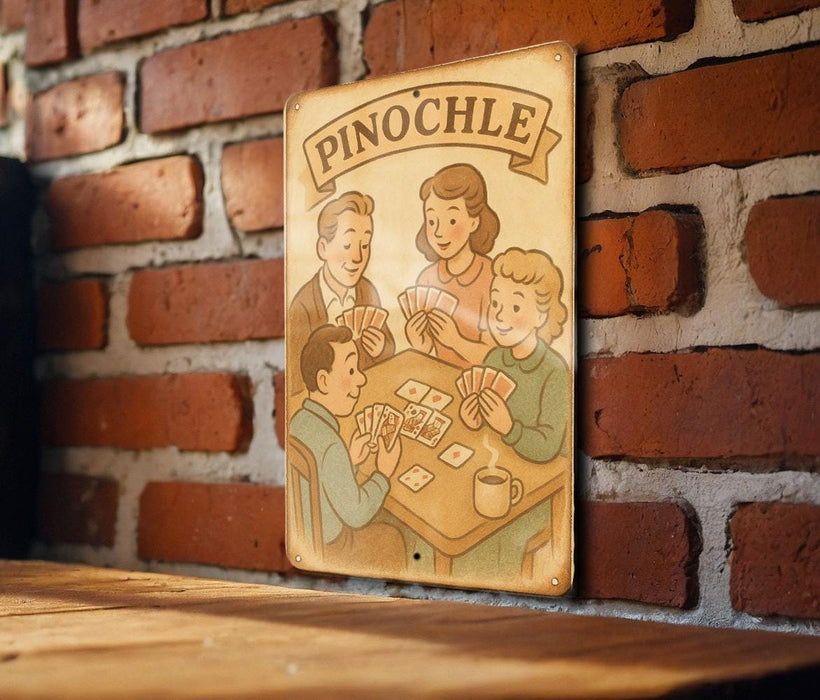a picture of a family playing a game of pinocle