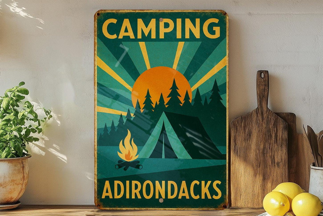 a picture of a camp sign on a shelf