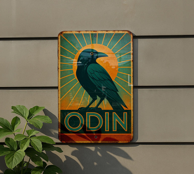 a sign on the side of a building with a bird on it