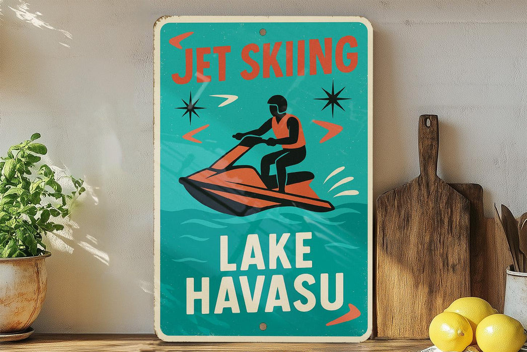 a poster of a person on a jet ski