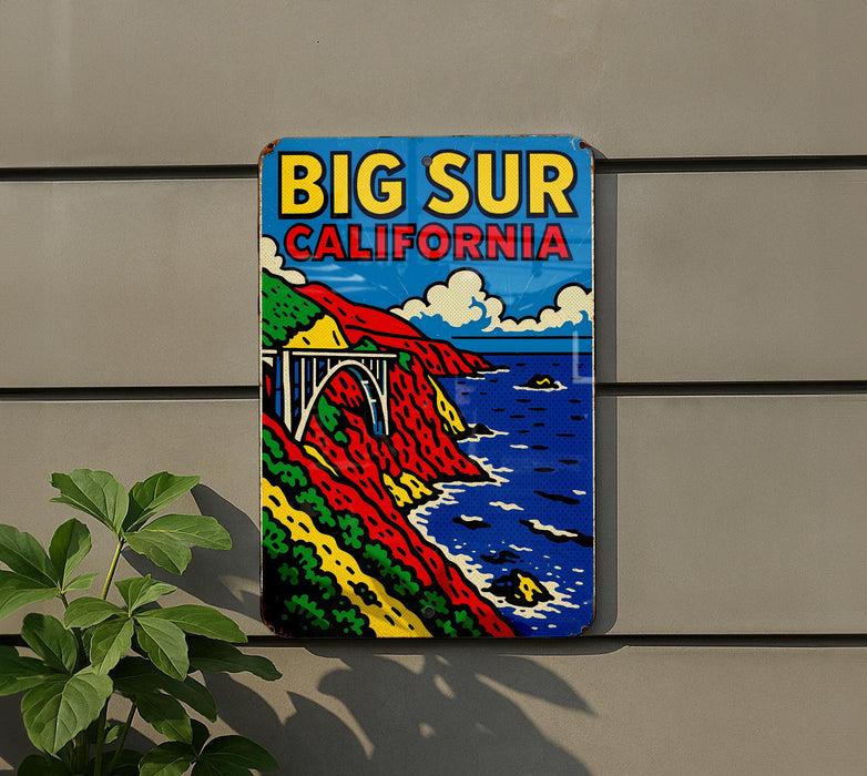a picture of a big sur california sign on the side of a building
