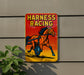 a sign on the side of a building that says harness racing