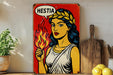a painting of a woman holding a burning match