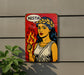 a painting of a woman holding a burning match
