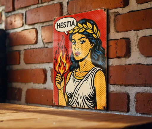 a painting of a woman holding a flame on a brick wall