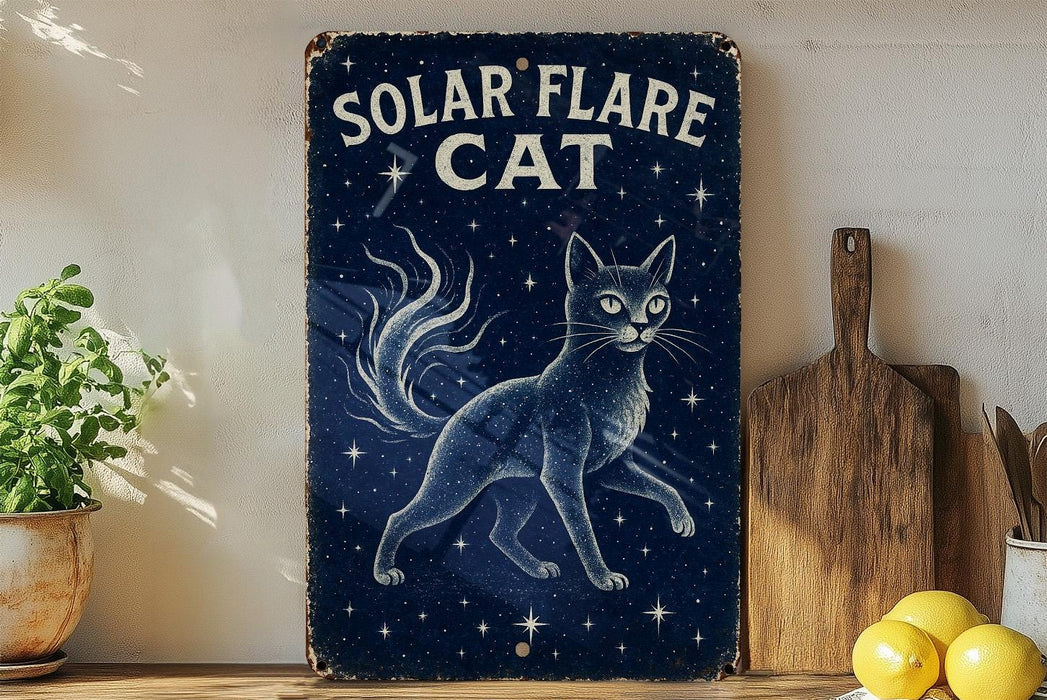 a sign that says solar flare cat on it