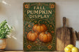 a picture of a pumpkin display on a shelf