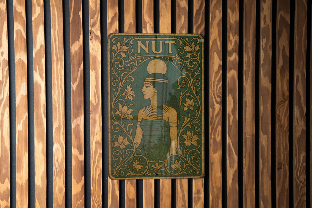 a picture of a nut on a wooden wall