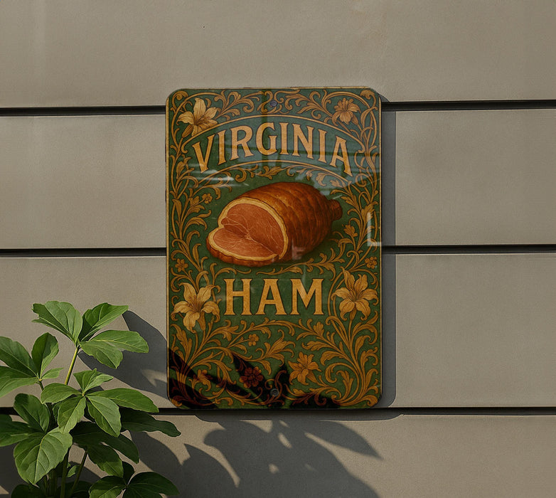 a sign on the side of a building that says virginia ham