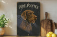 a painting of a dog on a wall