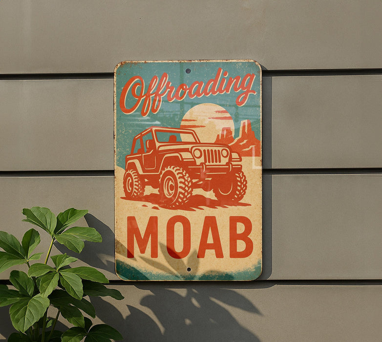 a sign on the side of a building that says offroading moab