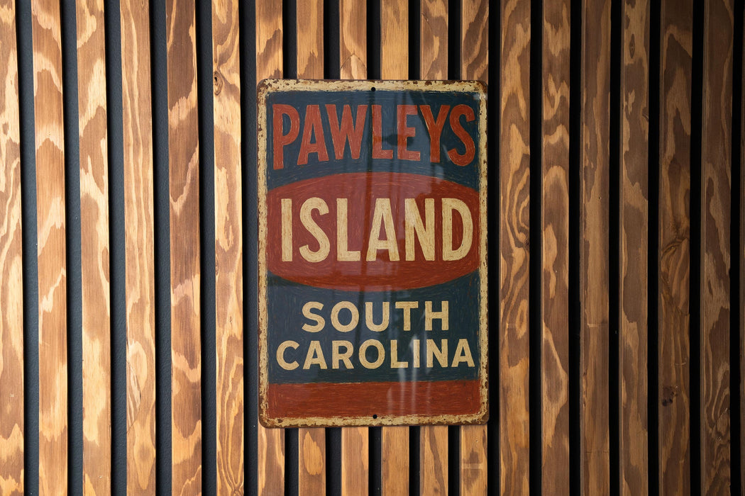 a sign on a wooden wall that says pawley's island south carolina
