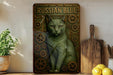 a painting of a cat sitting on top of a shelf
