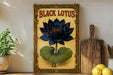 a picture of a black lotus on a yellow background