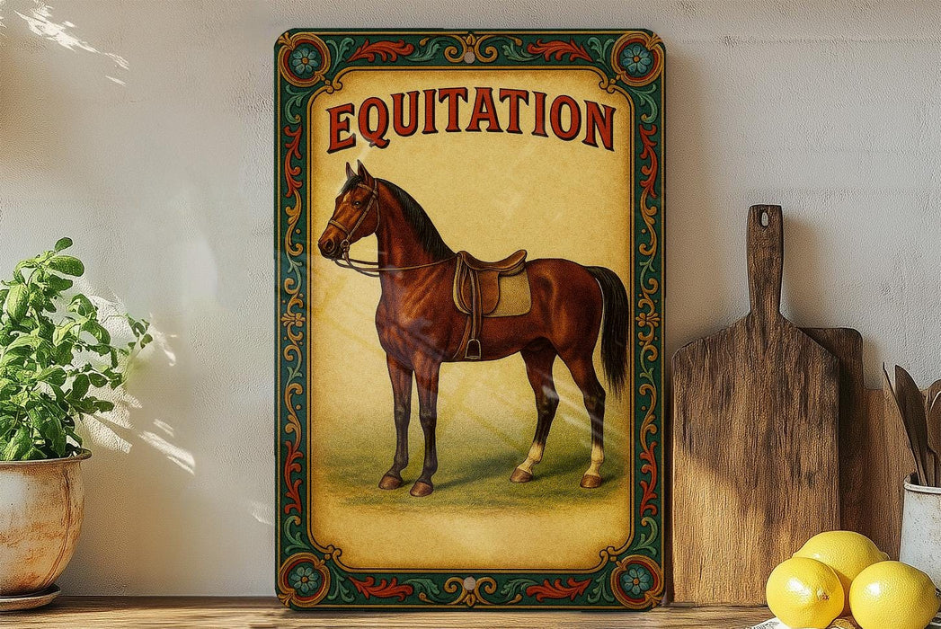 a picture of a horse on a shelf