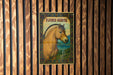 a picture of a horse on a wooden wall