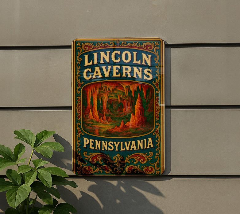 a sign on the side of a building that says lincoln cavern pennsylvania