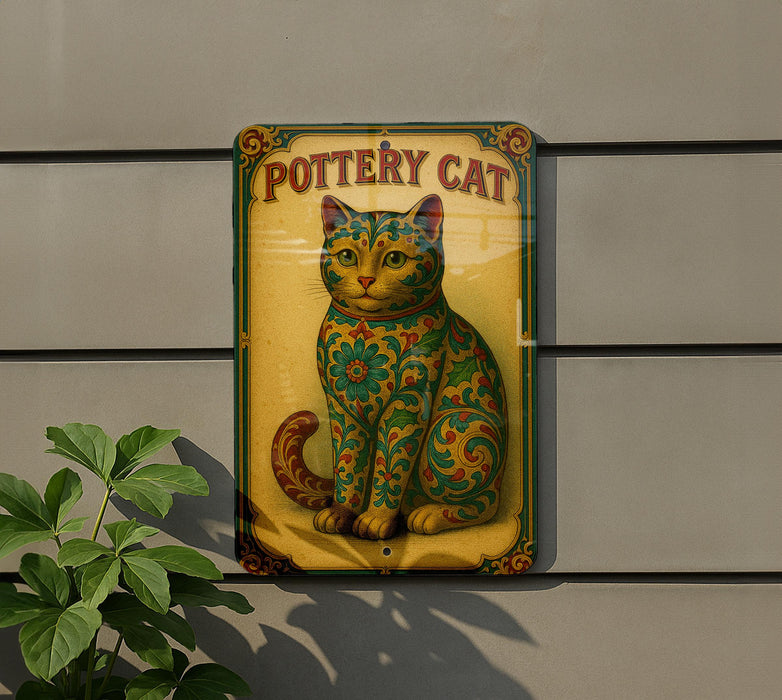 a picture of a cat that is on the side of a building